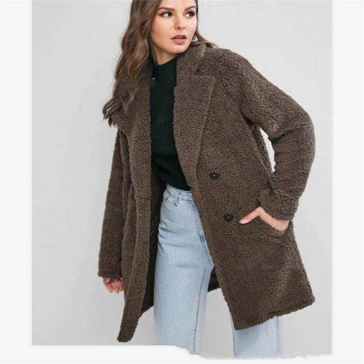 Women Mid Length Blended Wool Coat