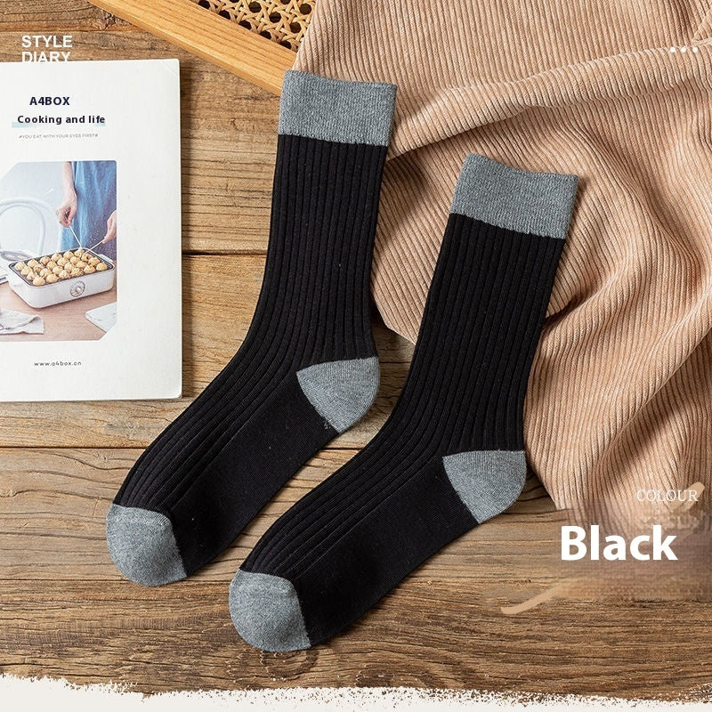 Women's Versatile Mori Mid-calf Contrast Color Bunching Socks