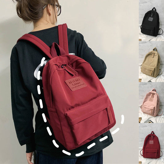 Solid Backpack For Men And Women Korean Version Junior High School Students Schoolbag Outdoor Large Capacity Travel Bags