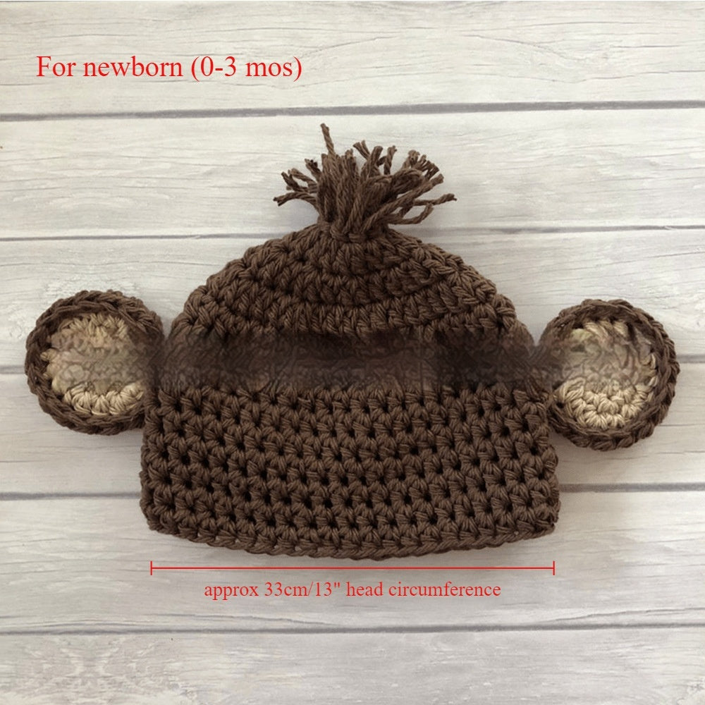 Newborn Monkey Banana Suit Knitted Handmade Sweater Photography Props