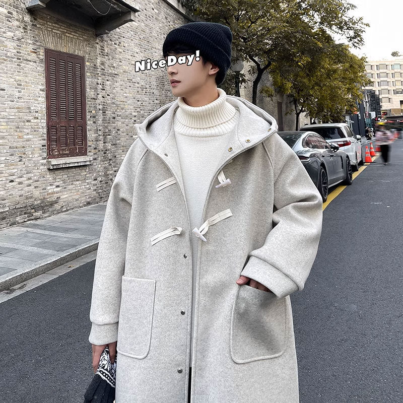 Autumn Winter Japanese Hoodie Woolen Trench Coat