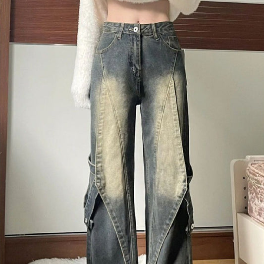 Women's Retro Narrow Wide-leg Jeans