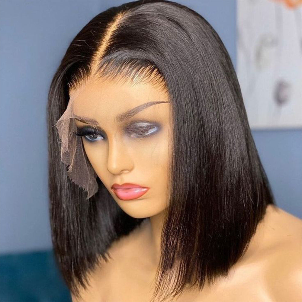 European And American Black Front Lace Wig