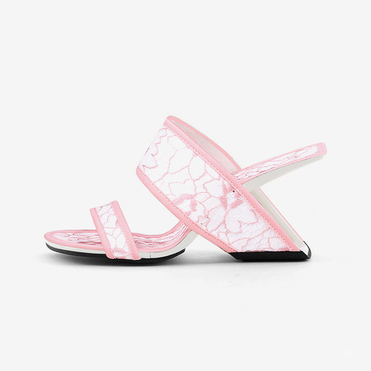 Women's Lace Embroidered Slippers Hollow-out Wedge