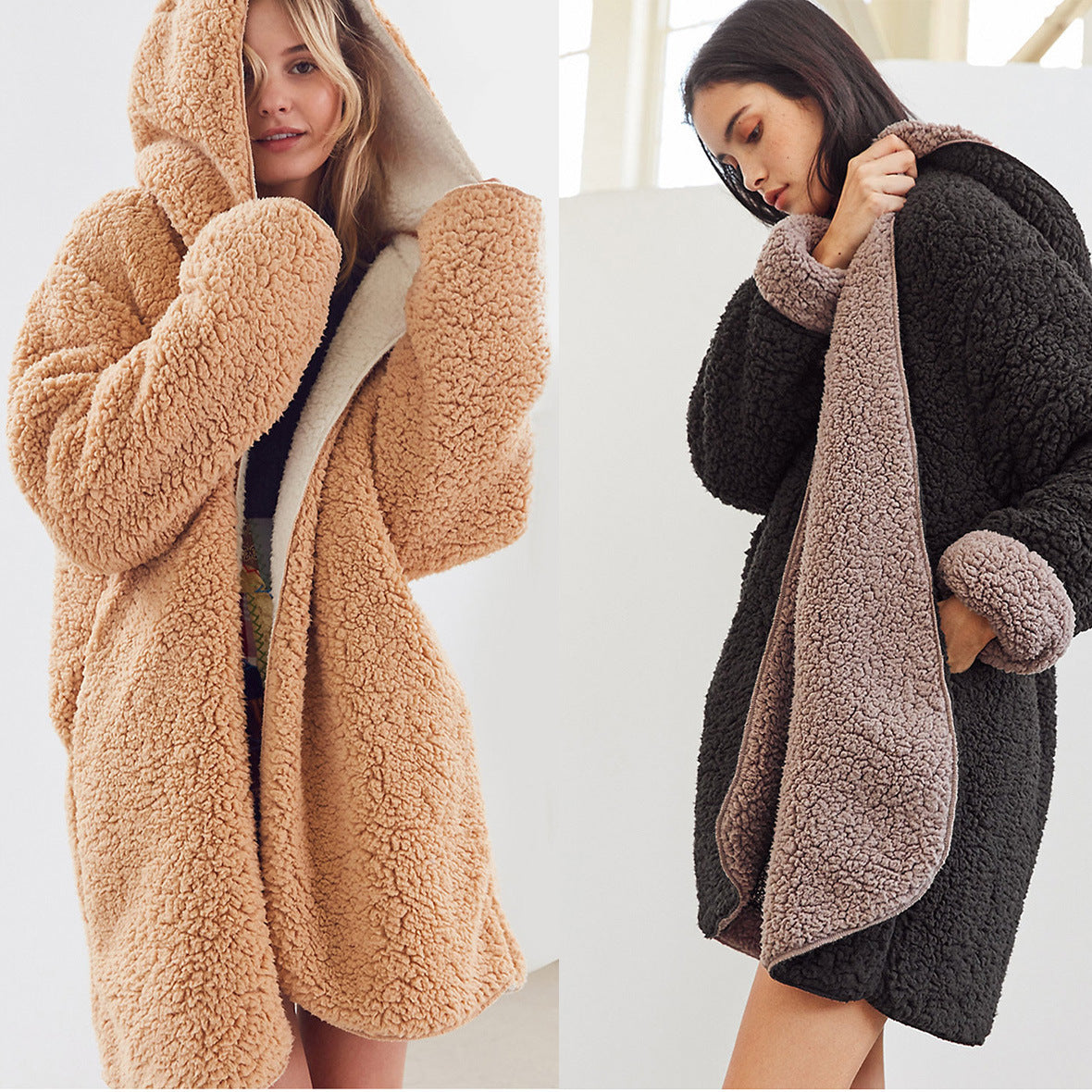 Women Terry Double Sided Lazy Coat