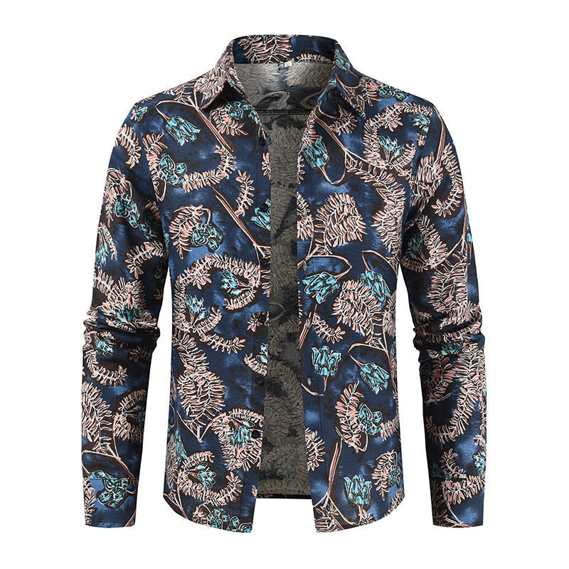 Men's Loose Lapel Long Sleeves Shirt