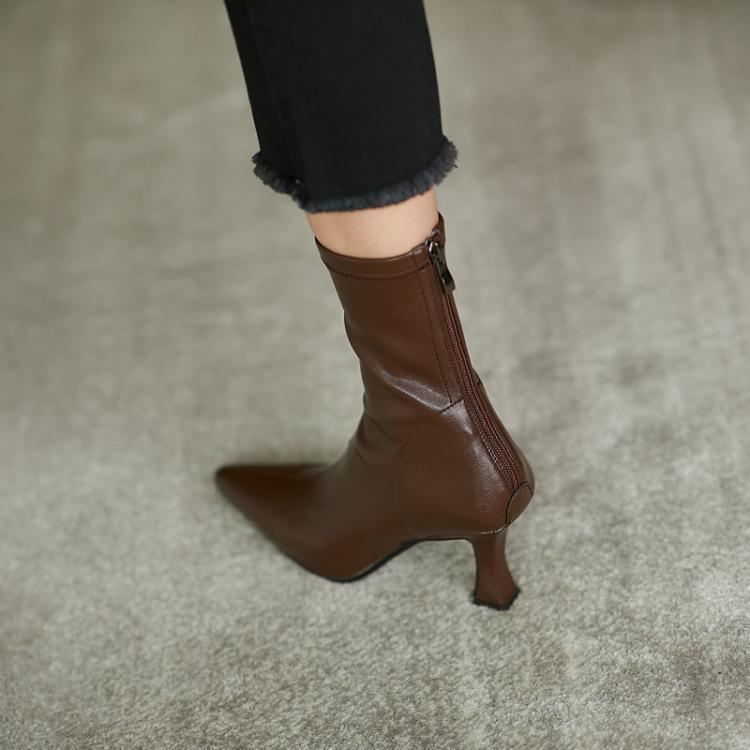 High Heel Stretch Pointed Ankle Boots Women