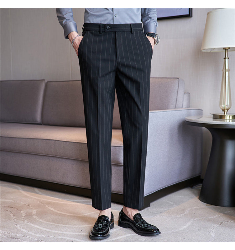 Yarn-dyed Light Luxury Striped Texture Men's Suit Pants Stretch Casual