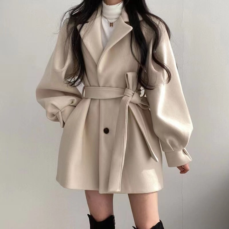 Hepburn Style Woolen Coat For Women