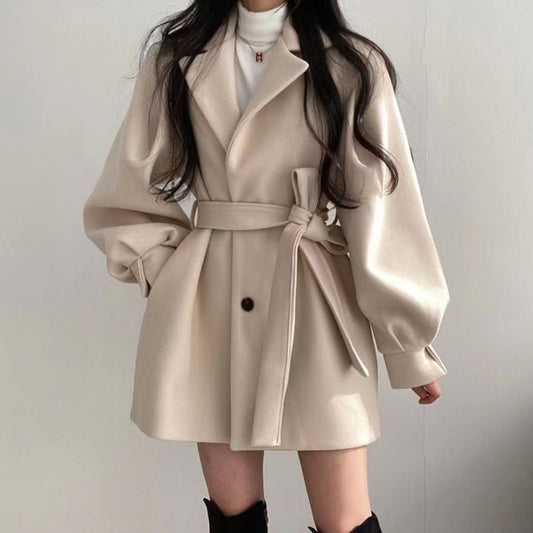 Hepburn Style Woolen Coat For Women