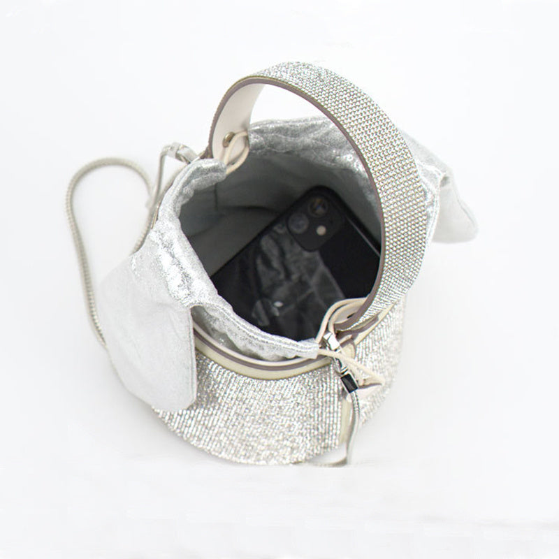 Small Design Diamond Inlaid Bucket Bag Woman