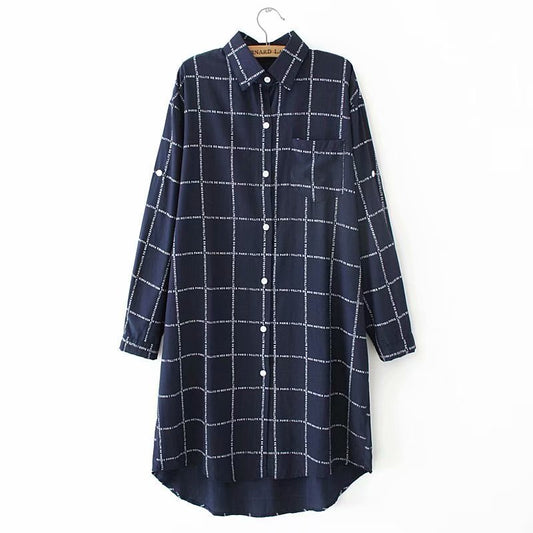 New Mid-length Chiffon Sunscreen Clothing Women Korean Long-sleeved Loose Plaid Thin Coat