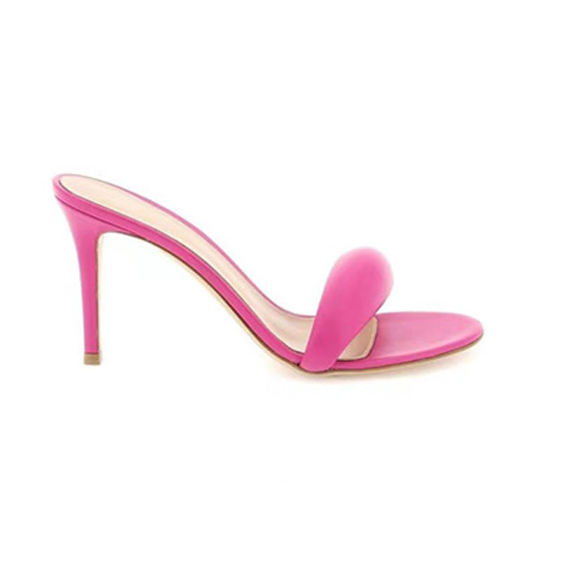 Plus Size One-line Round Head Woman High-heeled Shoes